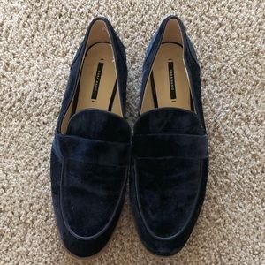 Zara velvet blue loafers
